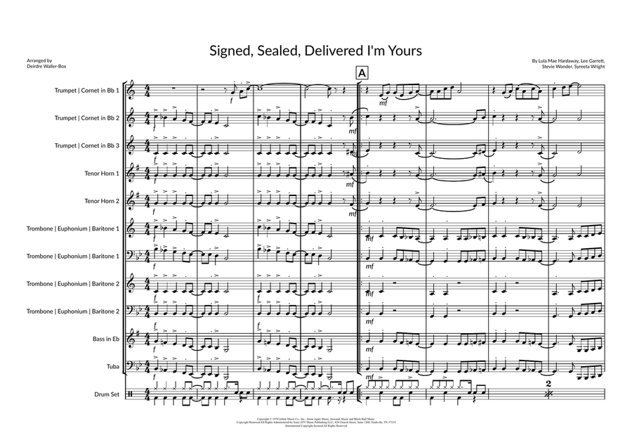Signed, Sealed, Delivered I'm Yours Brass Ensemble scores gallery preview page 2