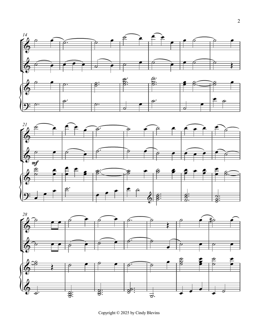 His Eye Is On the Sparrow, for Flute, Violin and Piano Flute scores gallery preview page 3