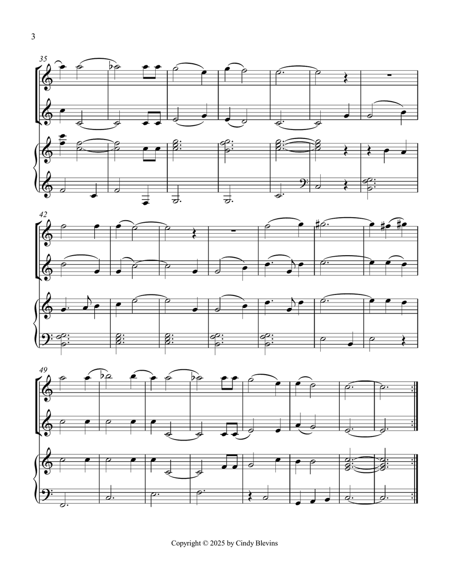 His Eye Is On the Sparrow, for Flute, Violin and Piano Flute scores gallery preview page 4