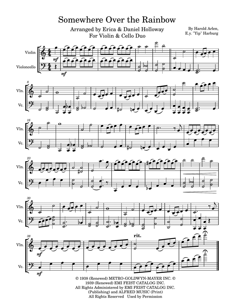 Over The Rainbow Over The Rainbow String Duet scores gallery preview page 1