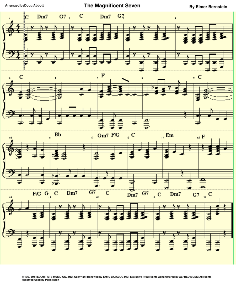 The Magnificent Seven The Magnificent Seven Piano, Vocal scores gallery preview page 1