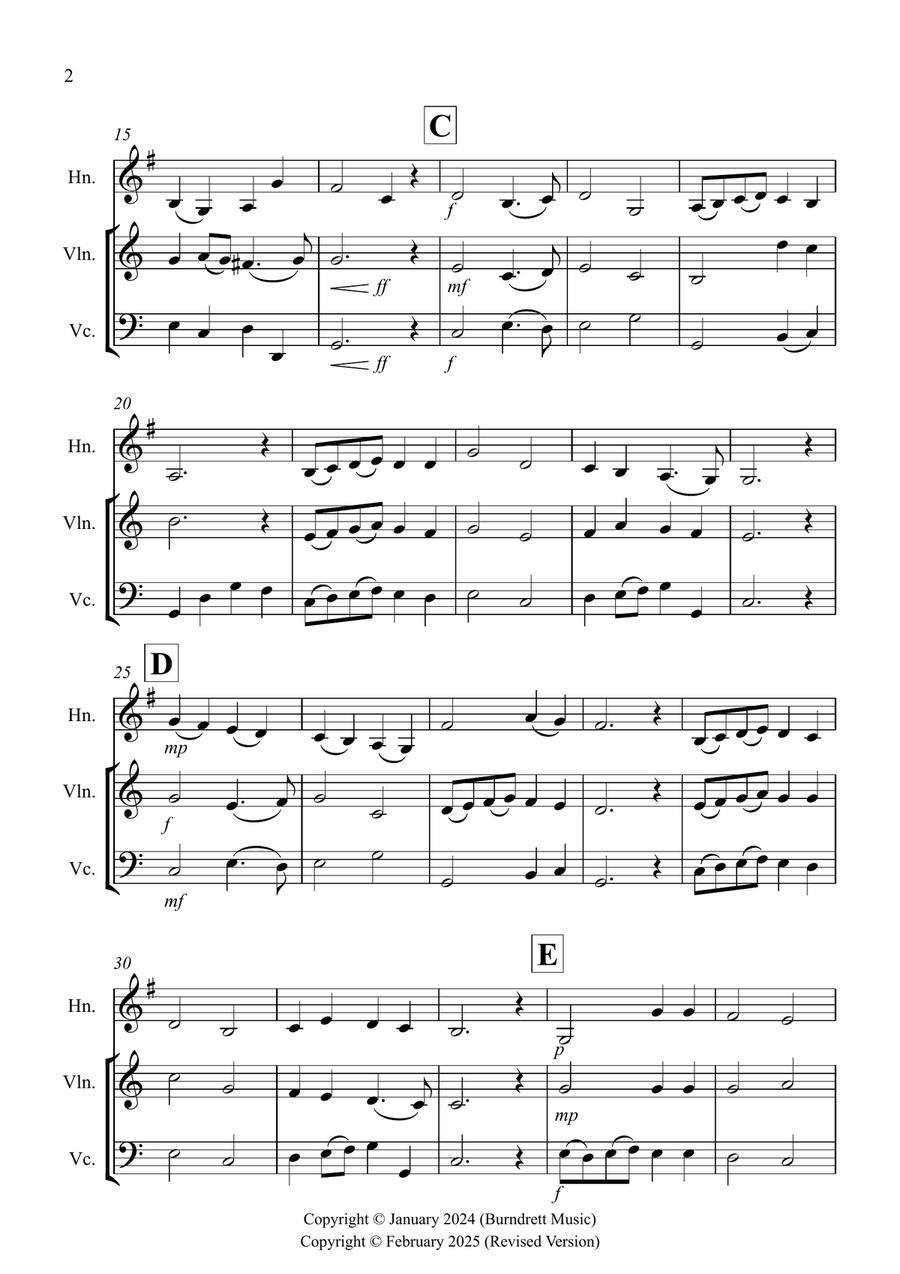 Thine Be The Glory for Horn, Violin and Cello Trio Small Ensemble scores gallery preview page 2