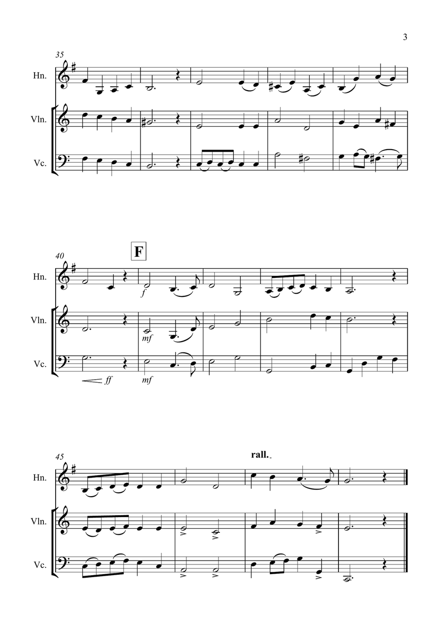 Thine Be The Glory for Horn, Violin and Cello Trio Small Ensemble scores gallery preview page 3