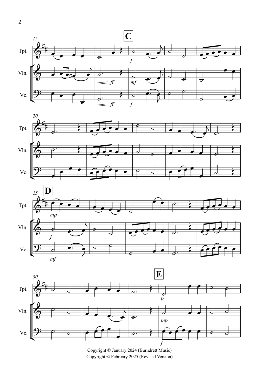 Thine Be The Glory for Trumpet, Violin and Cello Trio Small Ensemble scores gallery preview page 2