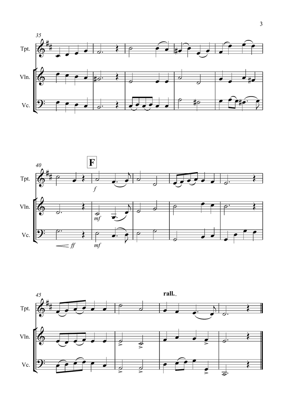 Thine Be The Glory for Trumpet, Violin and Cello Trio Small Ensemble scores gallery preview page 3