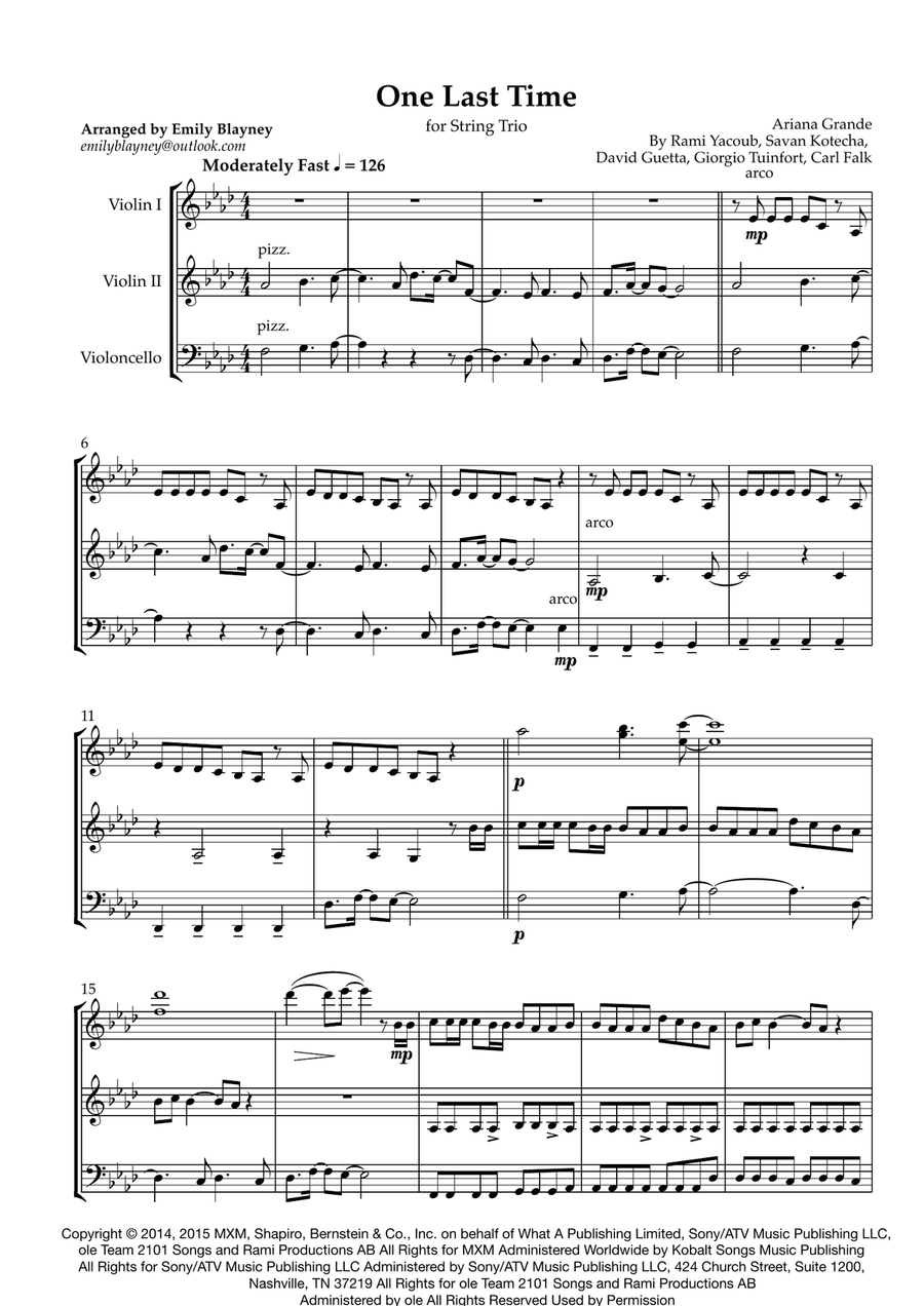 One Last Time One Last Time String Trio scores gallery preview page 1