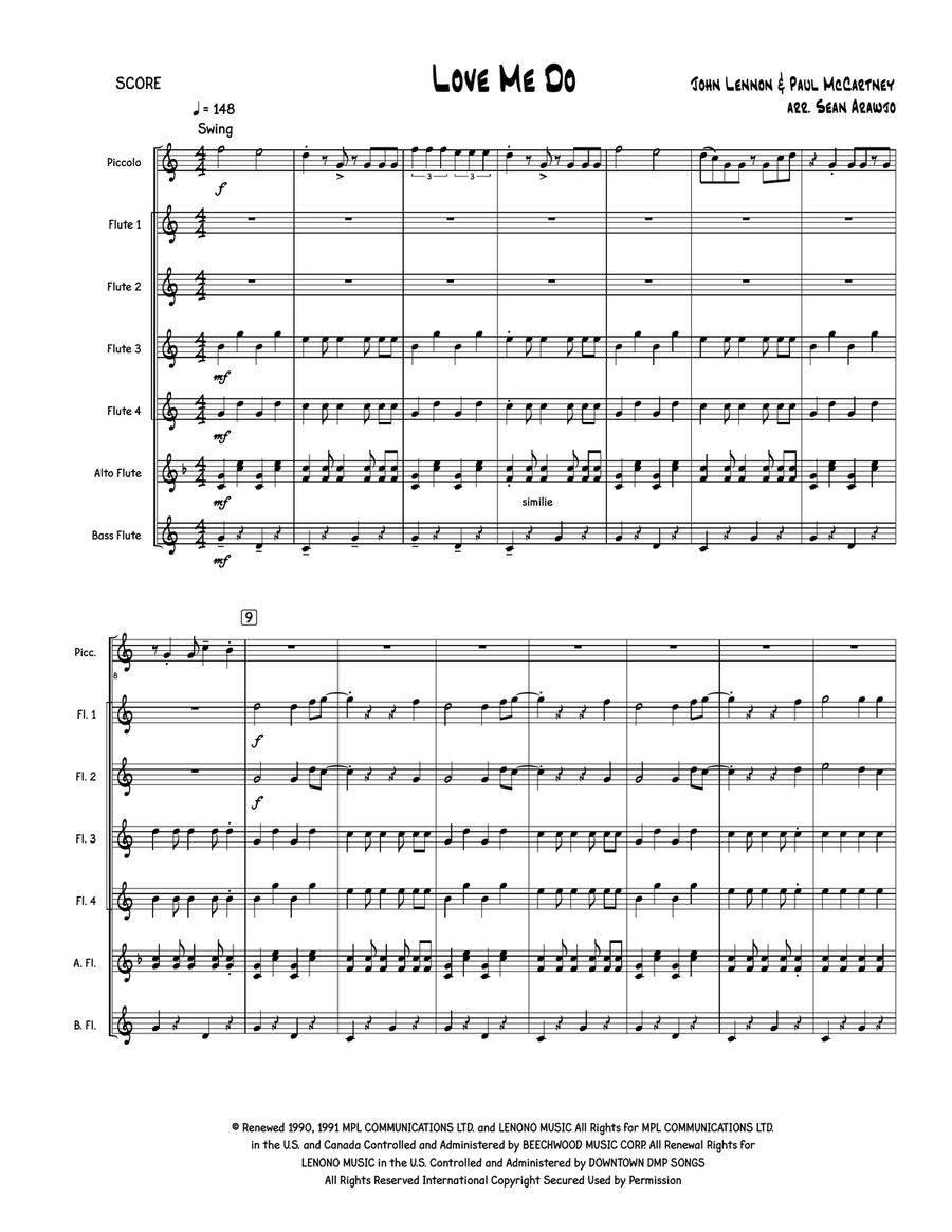 Love Me Do Love Me Do Flute Choir scores gallery preview page 1