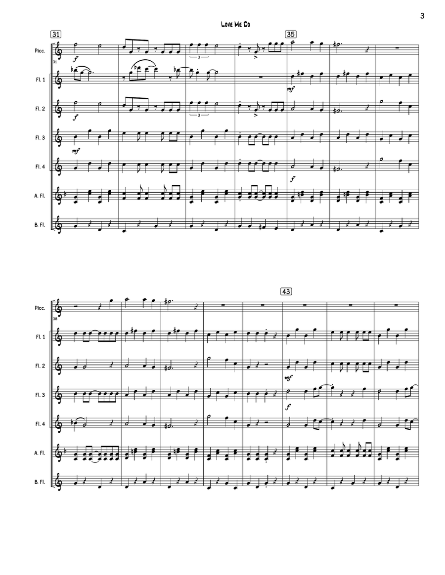 Love Me Do Love Me Do Flute Choir scores gallery preview page 3