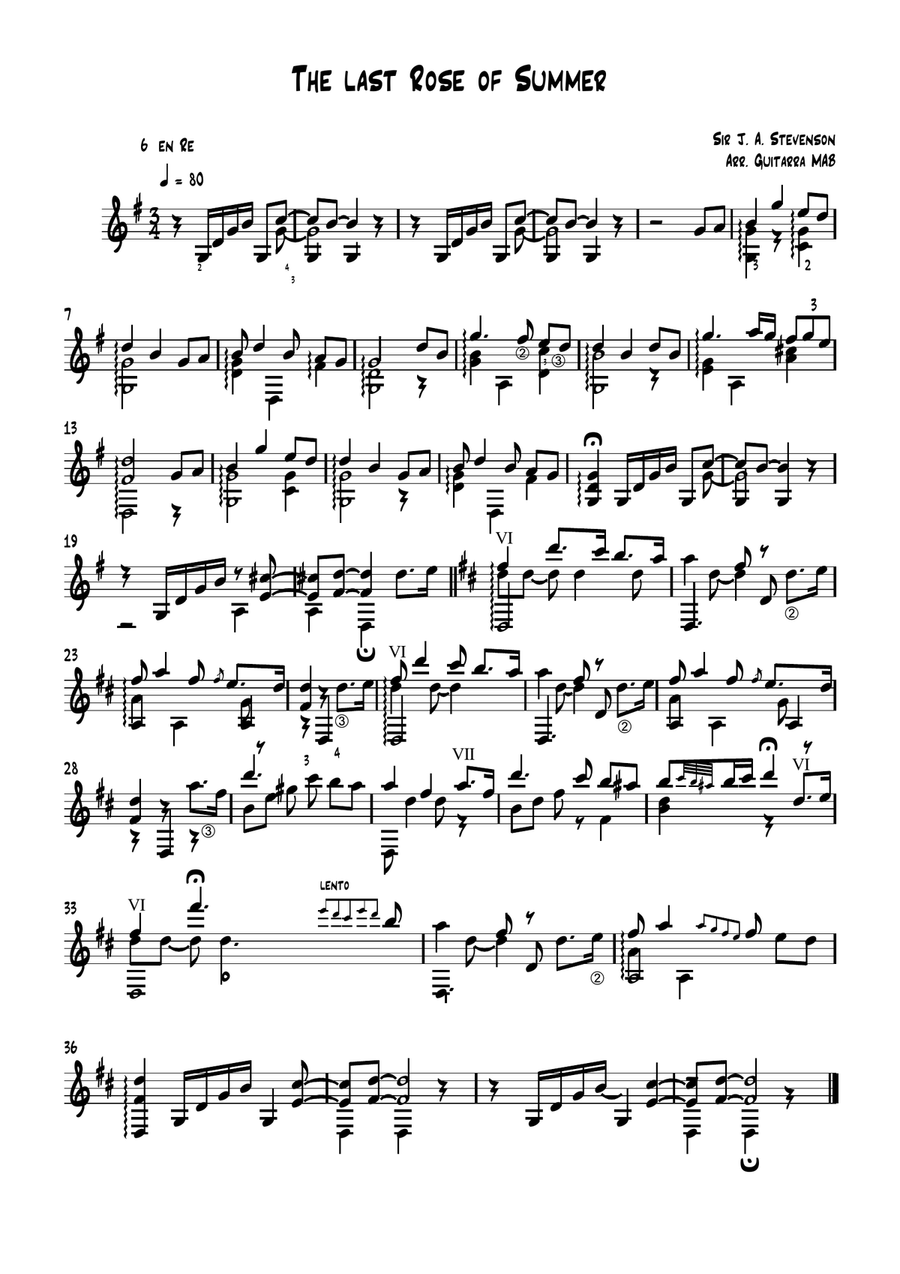 The last Rose of Summer The last Rose of Summer Acoustic Guitar scores gallery preview page 1