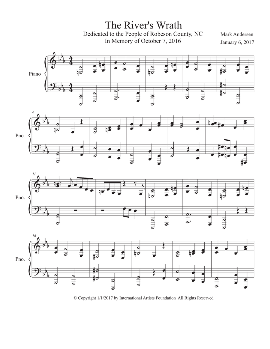The River's Wrath for solo piano by Mark Andersen Piano Solo scores gallery preview page 2
