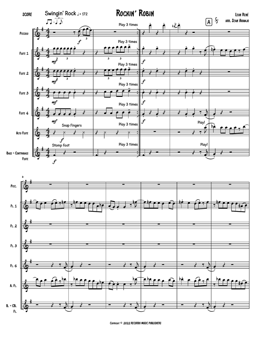 Rockin' Robin Flute Choir scores gallery preview page 1