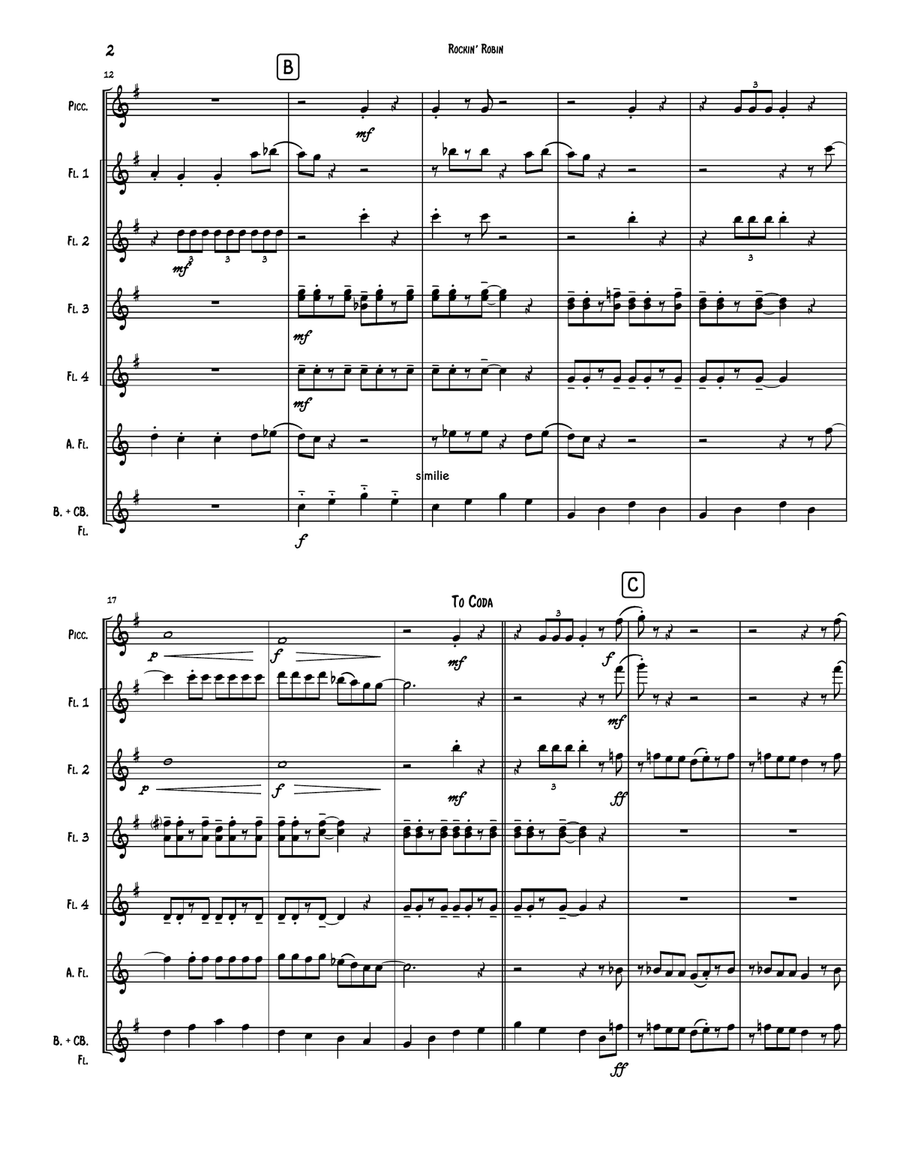 Rockin' Robin Flute Choir scores gallery preview page 2