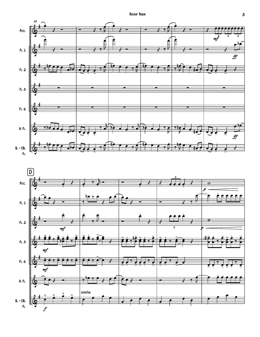 Rockin' Robin Flute Choir scores gallery preview page 3