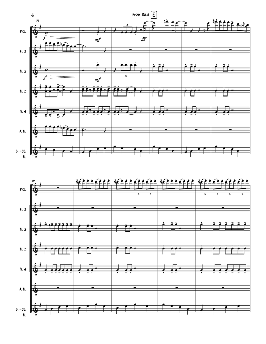 Rockin' Robin Flute Choir scores gallery preview page 4