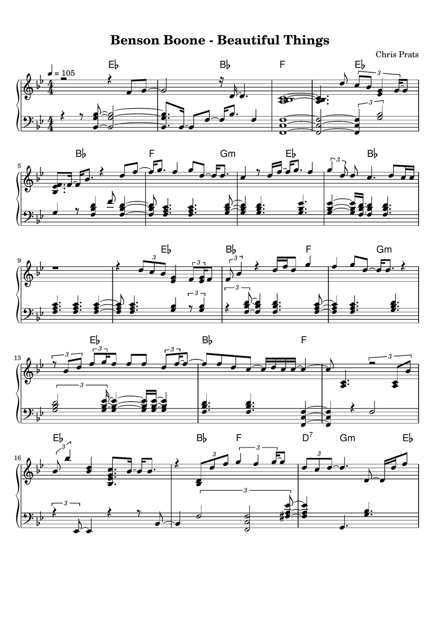 Beautiful Things Beautiful Things Piano Solo scores gallery preview page 1