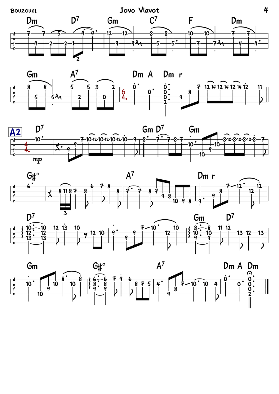 Jovo Vlavot (Tabs for Guitar, Bouzouki & Bass) Guitar Ensemble scores gallery preview page 4