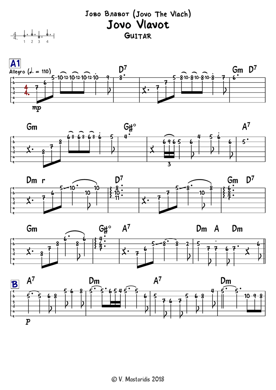 Jovo Vlavot (Tabs for Guitar, Bouzouki & Bass) Guitar Ensemble scores gallery preview page 5