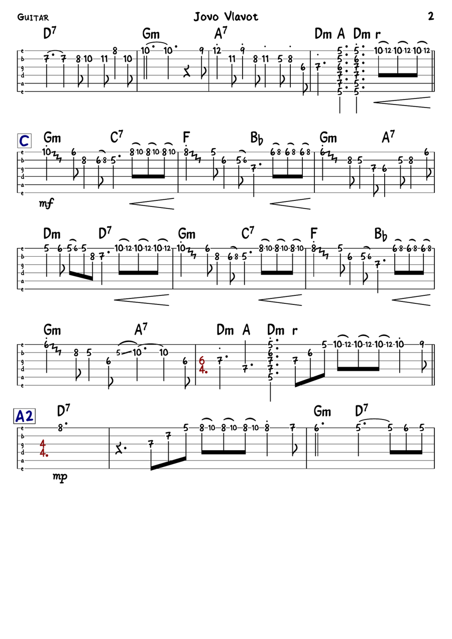 Jovo Vlavot (Tabs for Guitar, Bouzouki & Bass) Guitar Ensemble scores gallery preview page 6