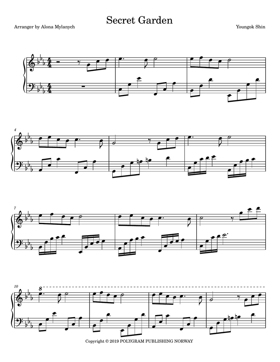 Song From A Secret Garden (Korean Version) Piano Solo scores gallery preview page 1