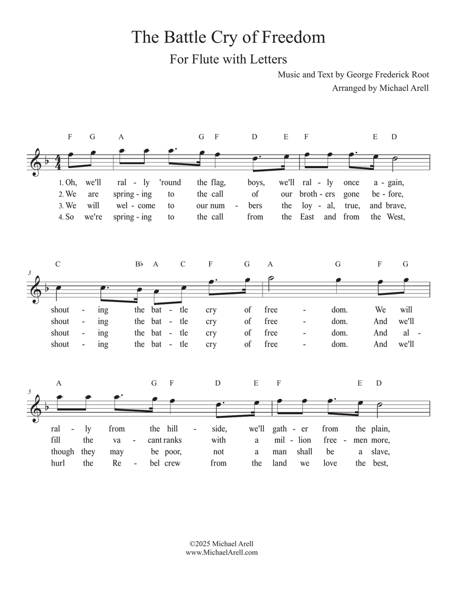 The Battle Cry of Freedom for Flute Piccolo scores gallery preview page 1