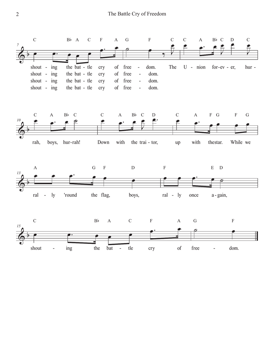 The Battle Cry of Freedom for Flute Piccolo scores gallery preview page 2