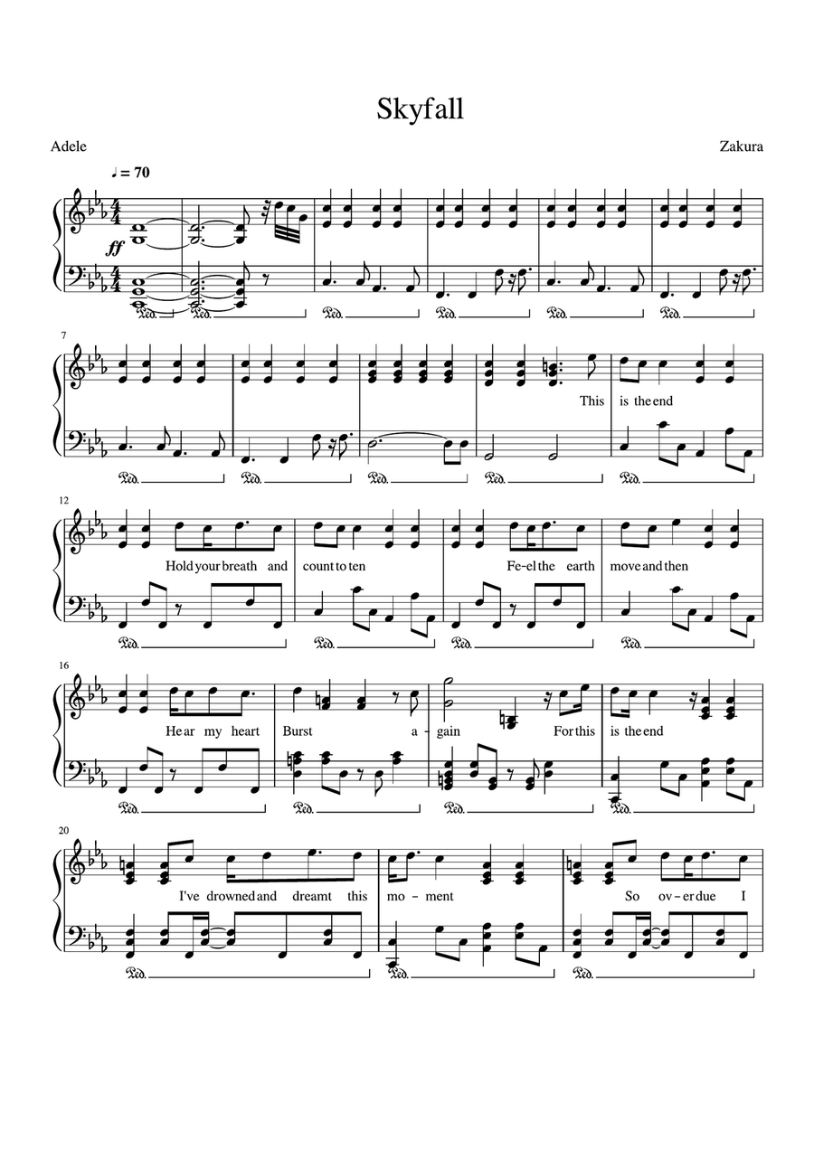 Skyfall Skyfall Piano, Vocal scores gallery preview page 1