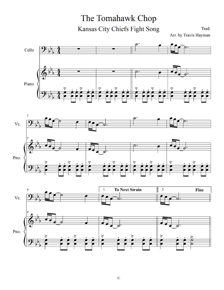 Tomahawk Chop - for Cello with Piano Accomp. Piano scores gallery preview page 3