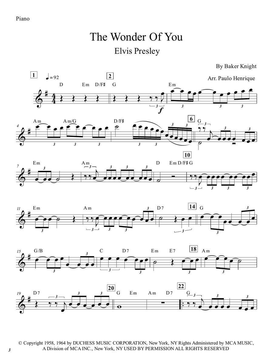 The Wonder Of You The Wonder Of You Piano scores gallery preview page 2