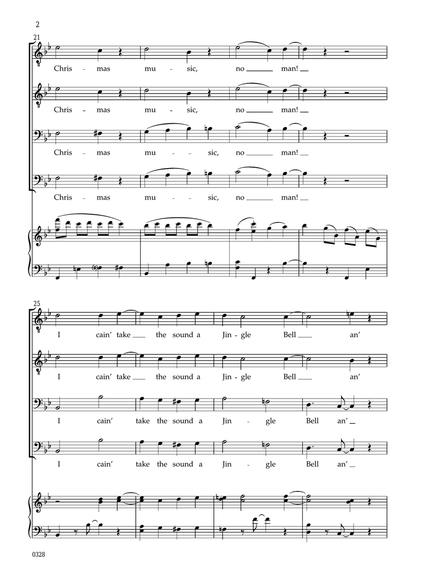 CHRISMAS SIC MUSIC (I DON' TAP NO FOOT FO' PATTY PAN) TTBB scores gallery preview page 2