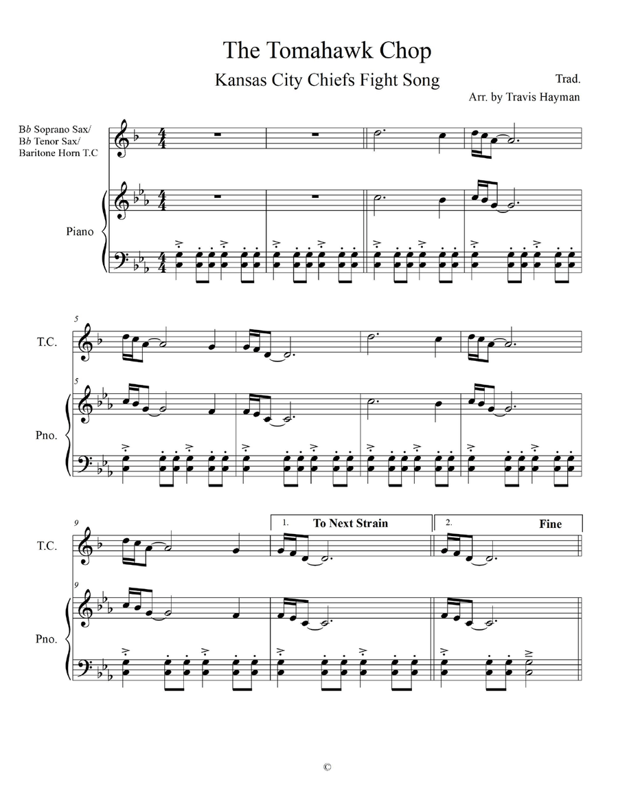 Tomahawk Chop - for Bb Soprano Sax./Bb Tenor Sax./Baritone Horn T.C. with Piano Accomp. Tenor Saxophone scores gallery preview page 3