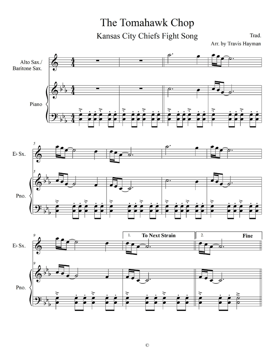 Tomahawk Chop - for Alto Sax./Baritone Sax. with Piano Accomp. Baritone Saxophone scores gallery preview page 3