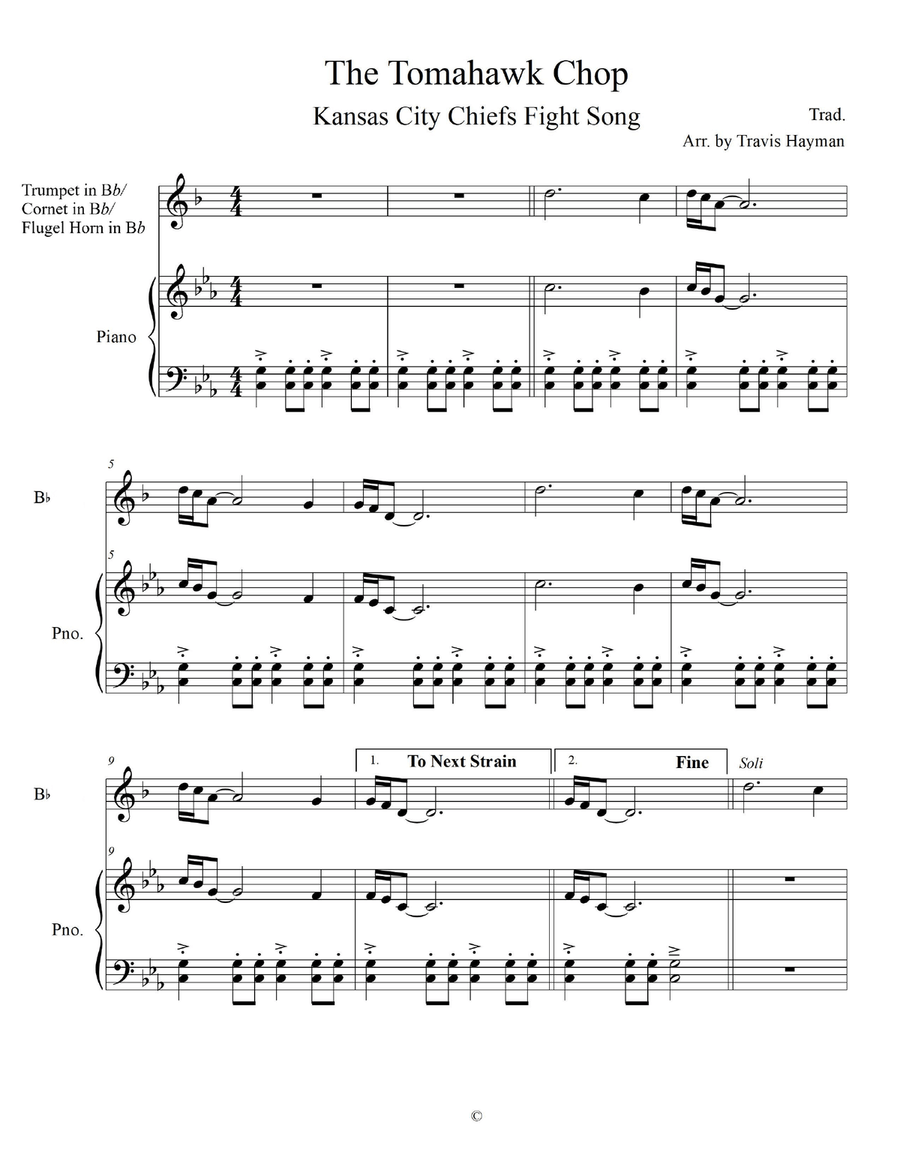 Tomahawk Chop - for Bb Trumpet/Bb Cornet/Bb Flugelhorn with Piano Accompaniment Cornet scores gallery preview page 3