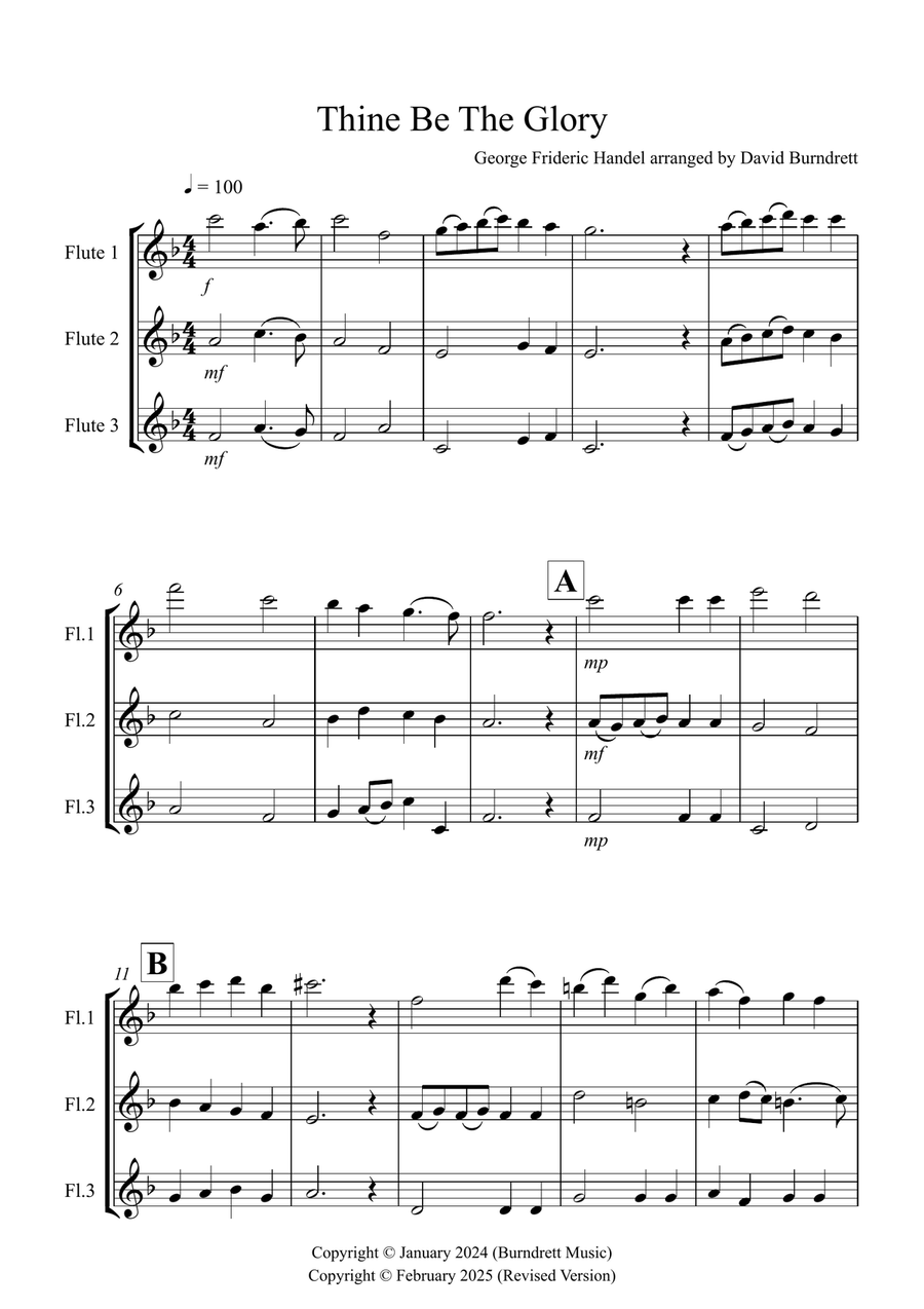 Thine Be The Glory for Flute Trio Flute Trio scores gallery preview page 1