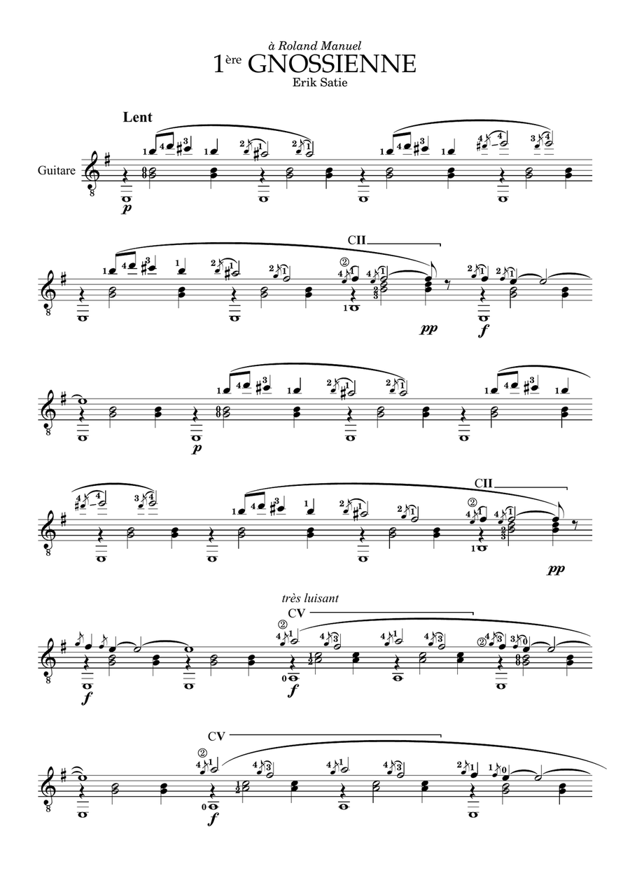 Gnossienne No.1 Classical Guitar scores gallery preview page 1