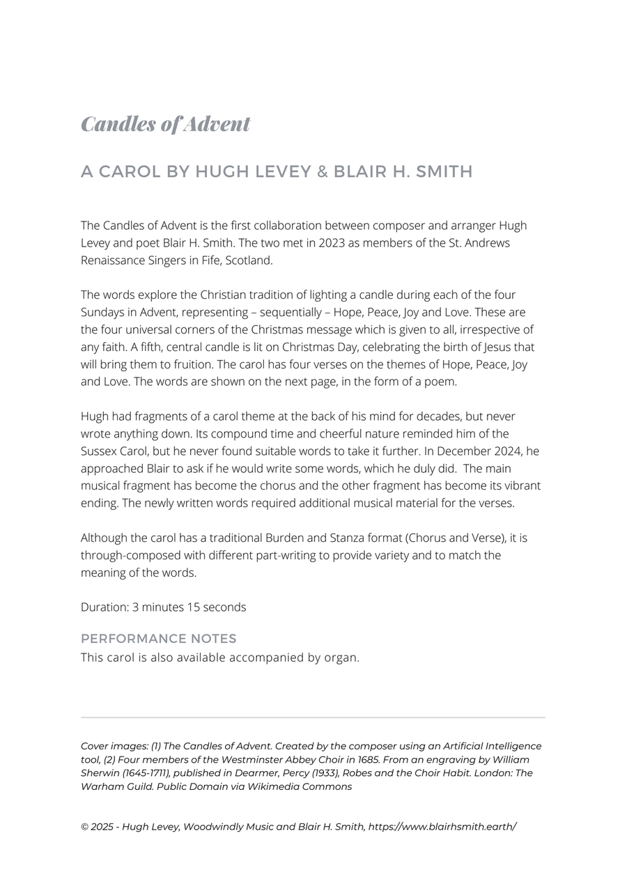 Candles of Advent (a carol) for SATB a Capella choir 4-Part scores gallery preview page 2