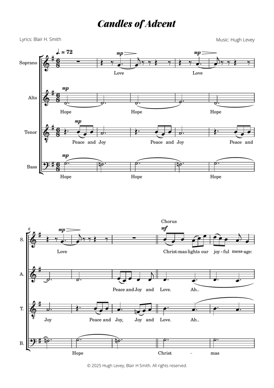 Candles of Advent (a carol) for SATB a Capella choir 4-Part scores gallery preview page 4