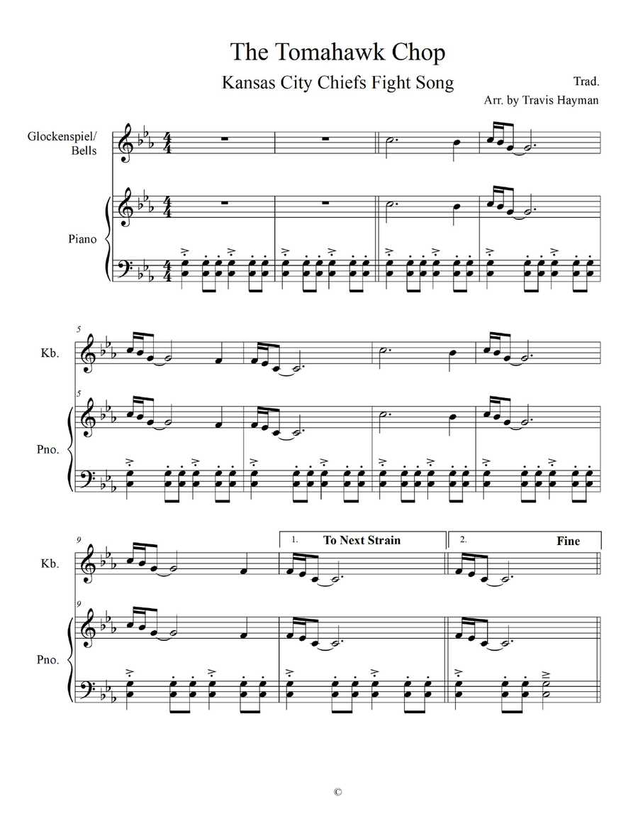 Tomahawk Chop - for Glockenspiel/Bell with Piano Accompaniment Piano Accompaniment scores gallery preview page 3