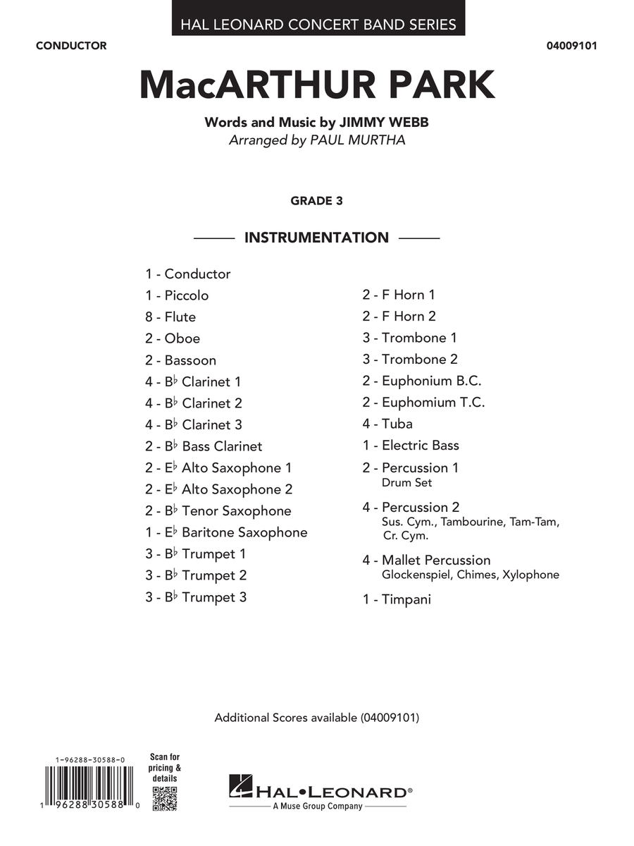 MacArthur Park (arr. Paul Murtha) - Conductor Score (Full Score) Concert Band scores gallery preview page 1