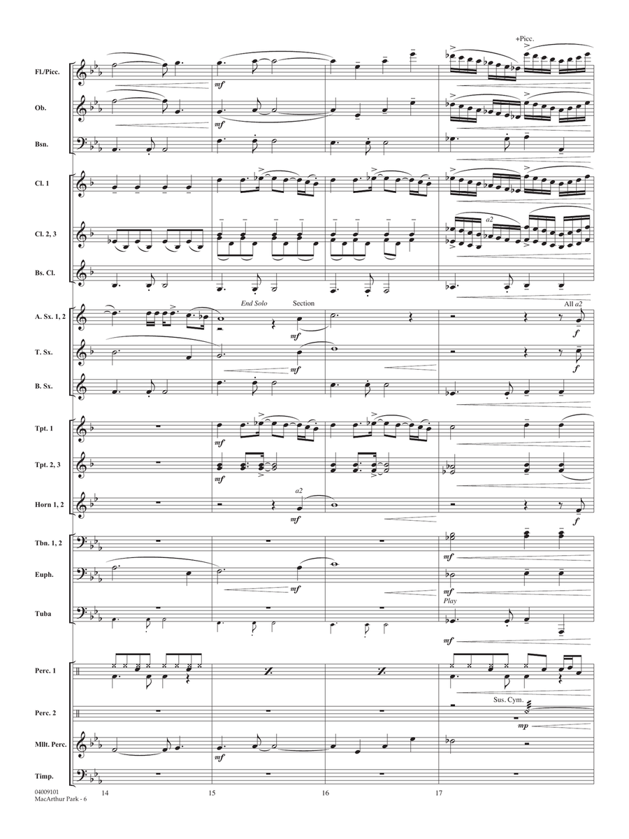 MacArthur Park (arr. Paul Murtha) - Conductor Score (Full Score) Concert Band scores gallery preview page 5