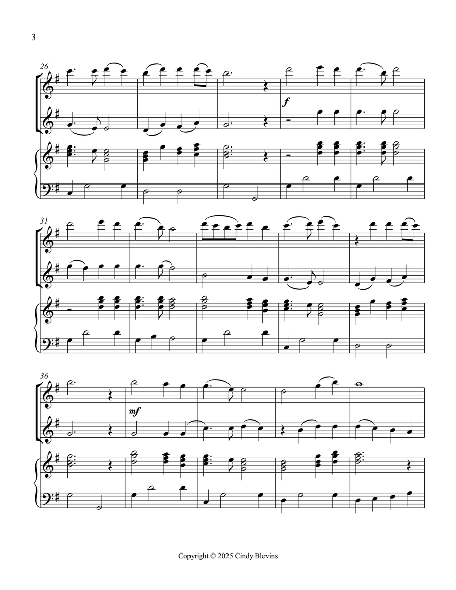 Nearer, My God, to Thee, for Flute, Violin and Piano Flute scores gallery preview page 4