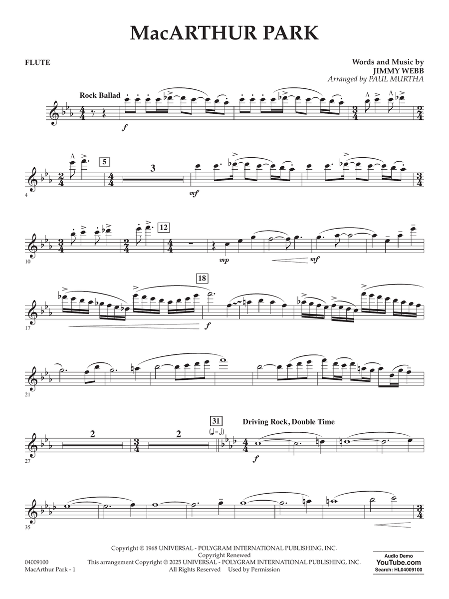 MacArthur Park (arr. Paul Murtha) - Flute Concert Band scores gallery preview page 1