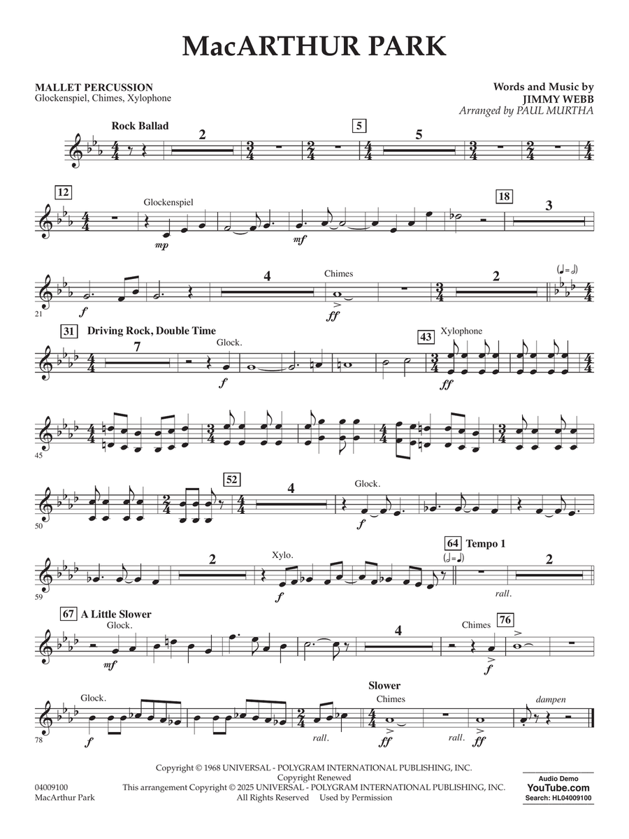 MacArthur Park (arr. Paul Murtha) - Mallet Percussion Concert Band scores gallery preview page 1