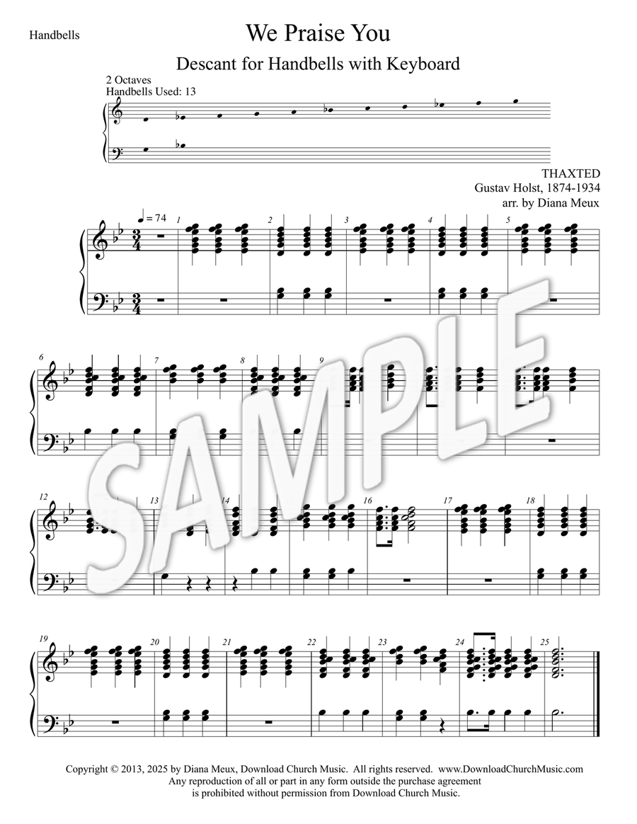 We Praise You (Tune: THAXTED) Descant for Handbells with Keyboard Handbell Choir scores gallery preview page 3