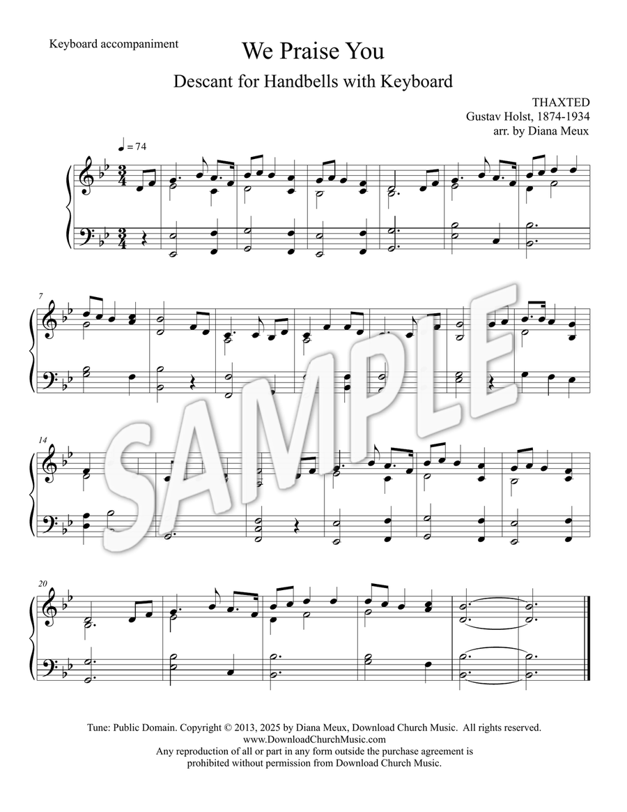 We Praise You (Tune: THAXTED) Descant for Handbells with Keyboard Handbell Choir scores gallery preview page 4