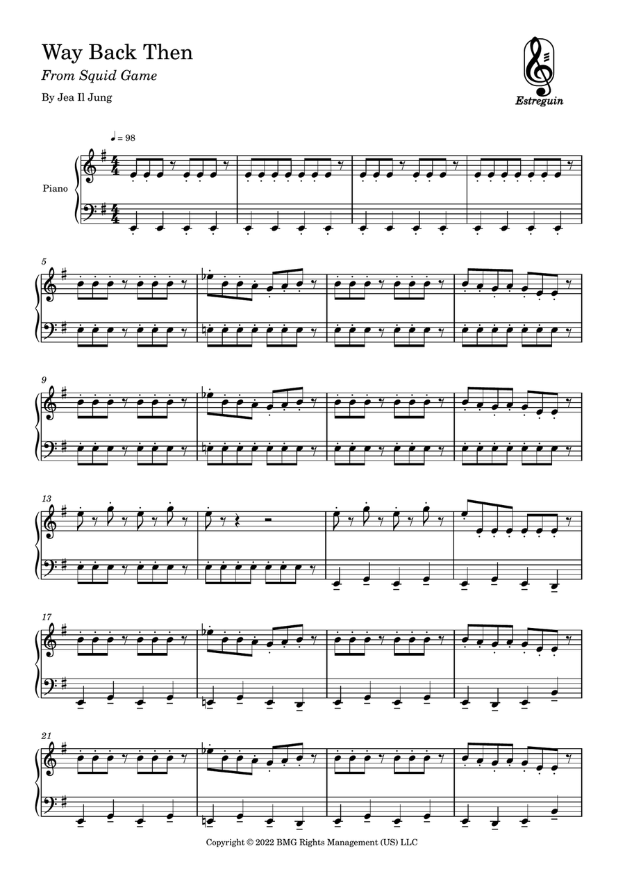 Way Back Then Easy Piano scores gallery preview page 1