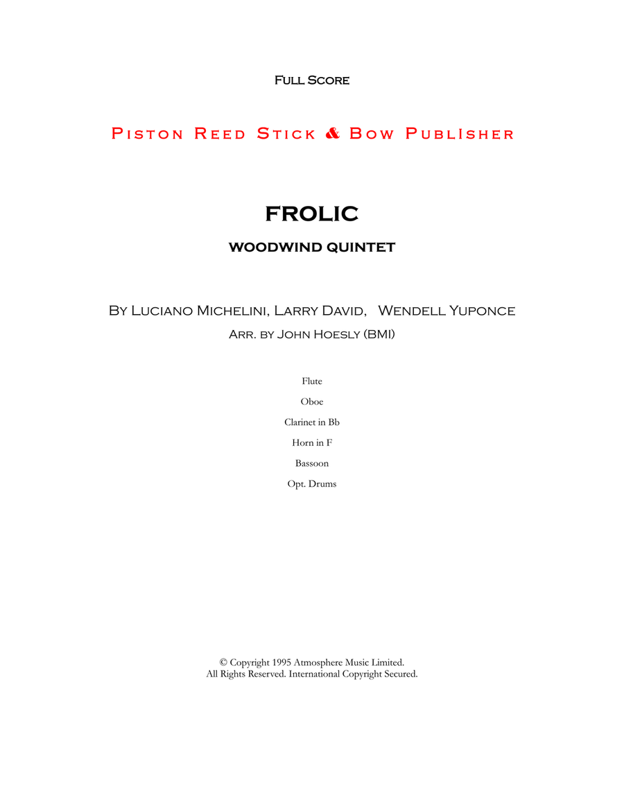 Frolic (Theme From Curb Your Enthusiasm) Woodwind Quintet scores gallery preview page 1