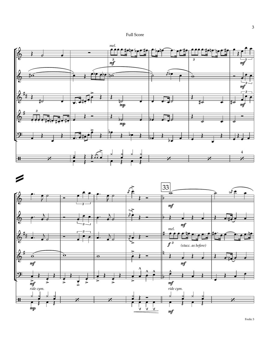 Frolic (Theme From Curb Your Enthusiasm) Woodwind Quintet scores gallery preview page 4