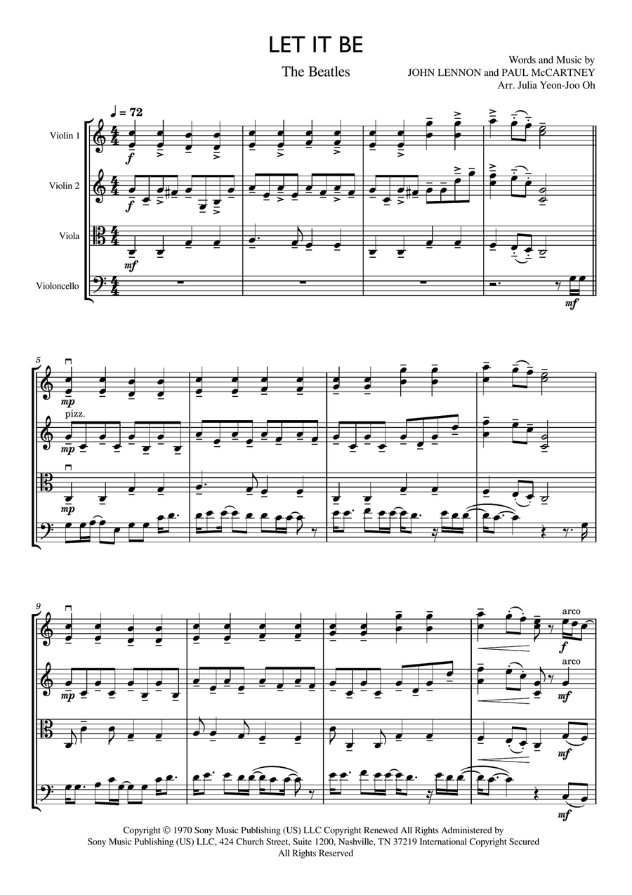 Let It Be Let It Be String Quartet scores gallery preview page 1