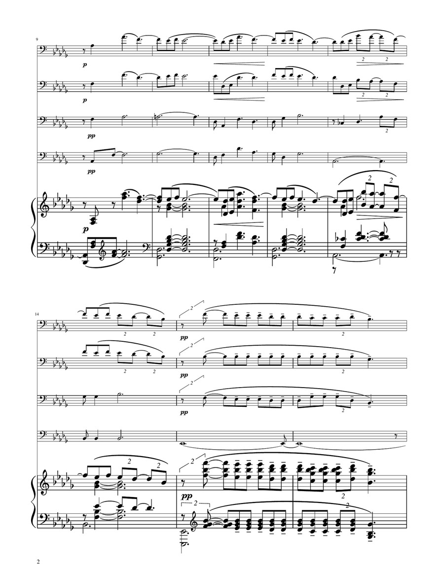 Clair de Lune - Cello Quartet String Quartet scores gallery preview page 2