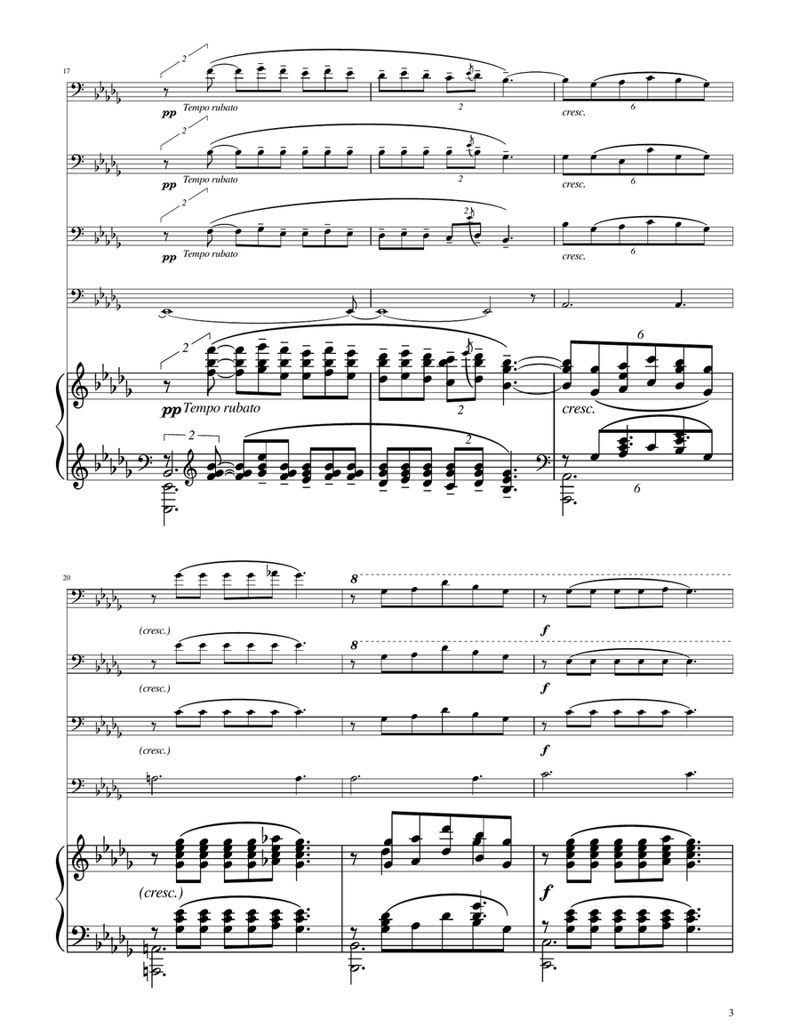 Clair de Lune - Cello Quartet String Quartet scores gallery preview page 3